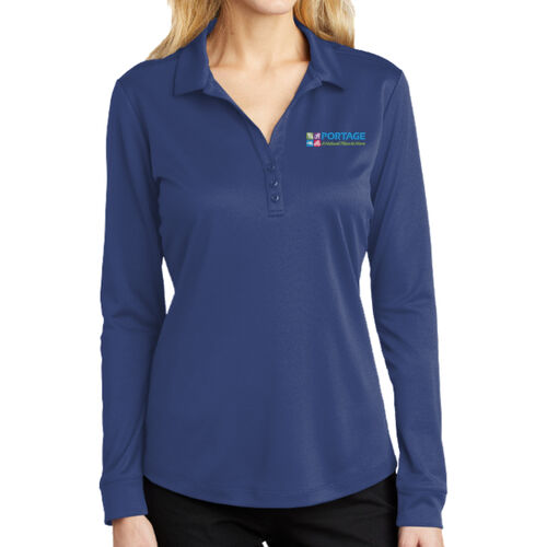 Port Authority® Women's Silk Touch™ Performance Long Sleeve Polo Thumbnail